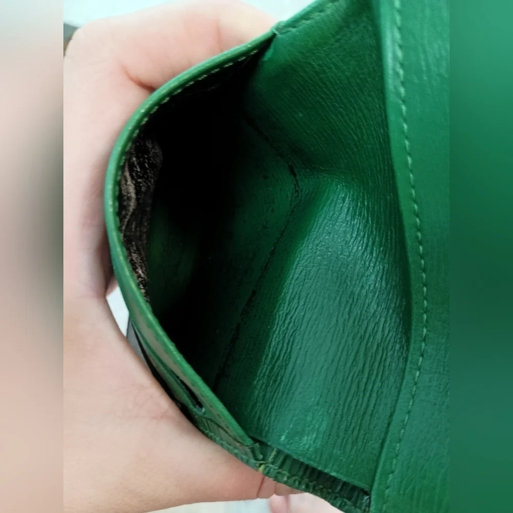 Authentic Louis Vuitton Green Epi Leather LV Embossed Logo Trifold Wallet